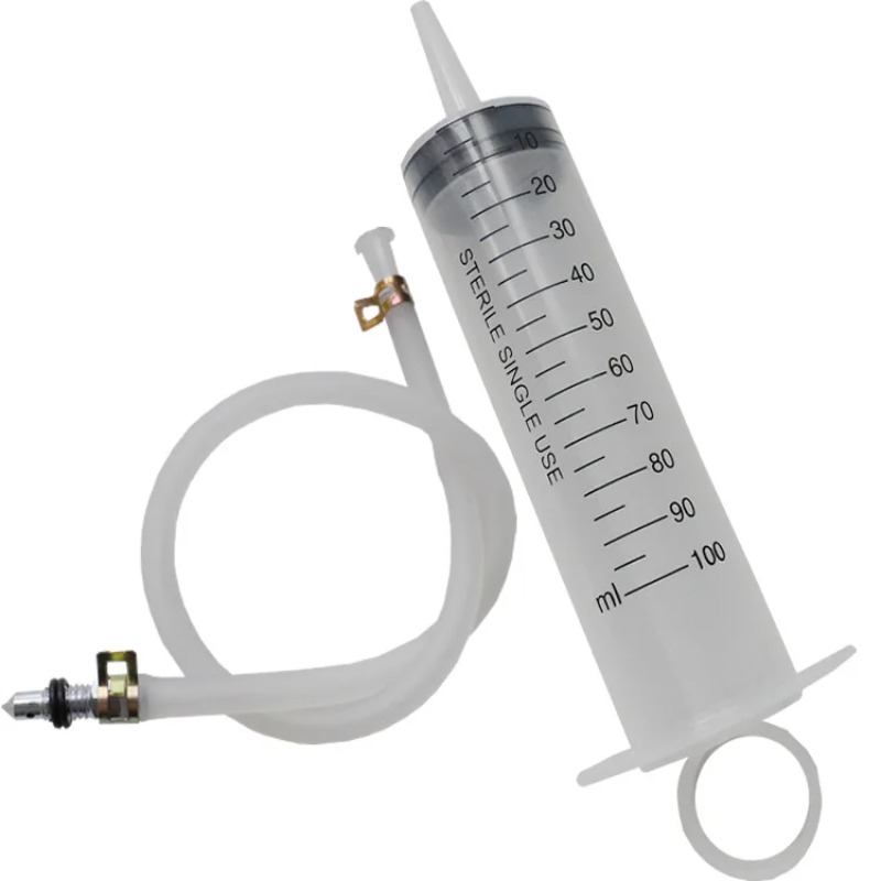 Hydraulic Brake Bleed - ชุดเครื่องมือฉีดลมเบรกมอเตอร์ไซค์, ชุดดูดและไล่ลมน้ำมันเบรกไฮดรอลิกขนาด 100 มล. พร้อมสายยาง