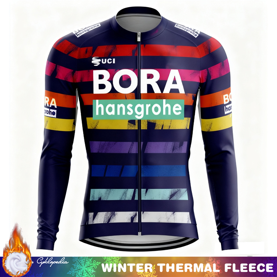 Mountain Biking Uci - เสื้อจักรยานสำหรับฤดูหนาวผู้ชาย ผ้าฟลีซกันหนาว UCI BORA เสื้อผ้าสำหรับจักรยานเสือภูเขา เสื้อผ้าผู้ชายแบบเทอร์มอล