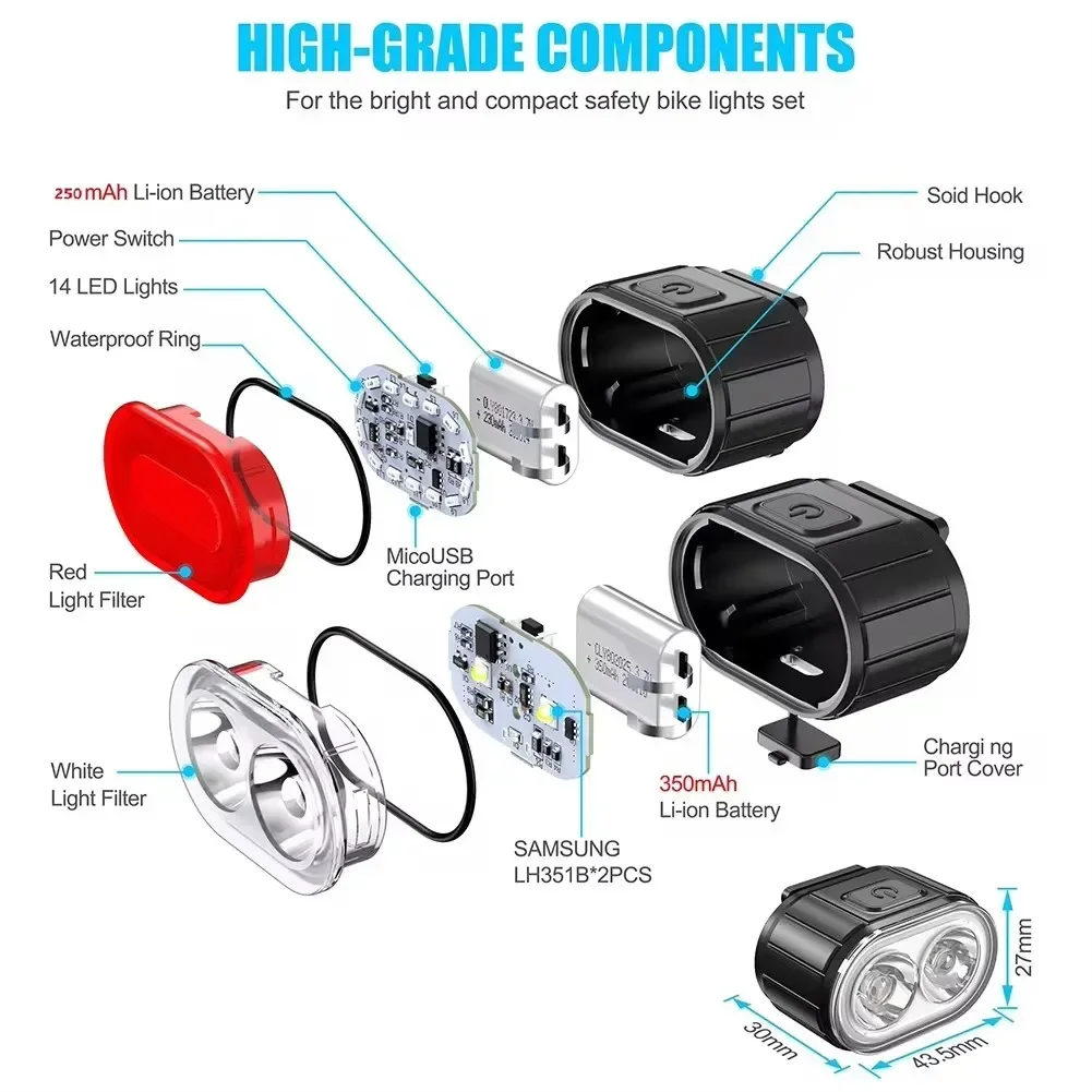 Mountain Biking Lights - ไฟท้ายจักรยานพร้อมหน้าจอแสดงผล LED กันน้ำระดับ IP55 ไฟท้ายจักรยานสำหรับการขี่กลางคืน ไฟท้ายจักรยานสำหรับถนนและภูเขา
