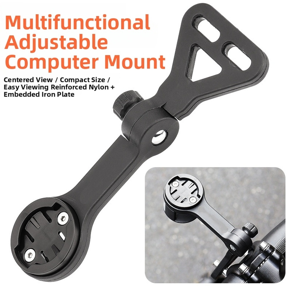 Mountain Biking Lights - ขายึดคอมพิวเตอร์จักรยานแบบปรับได้ สีดำ สำหรับกล้องแอคชั่น พร้อมขายึดต่อไฟเสริม อุปกรณ์เสริมสำหรับจักรยานเสือภูเขาและจักรยานถนน