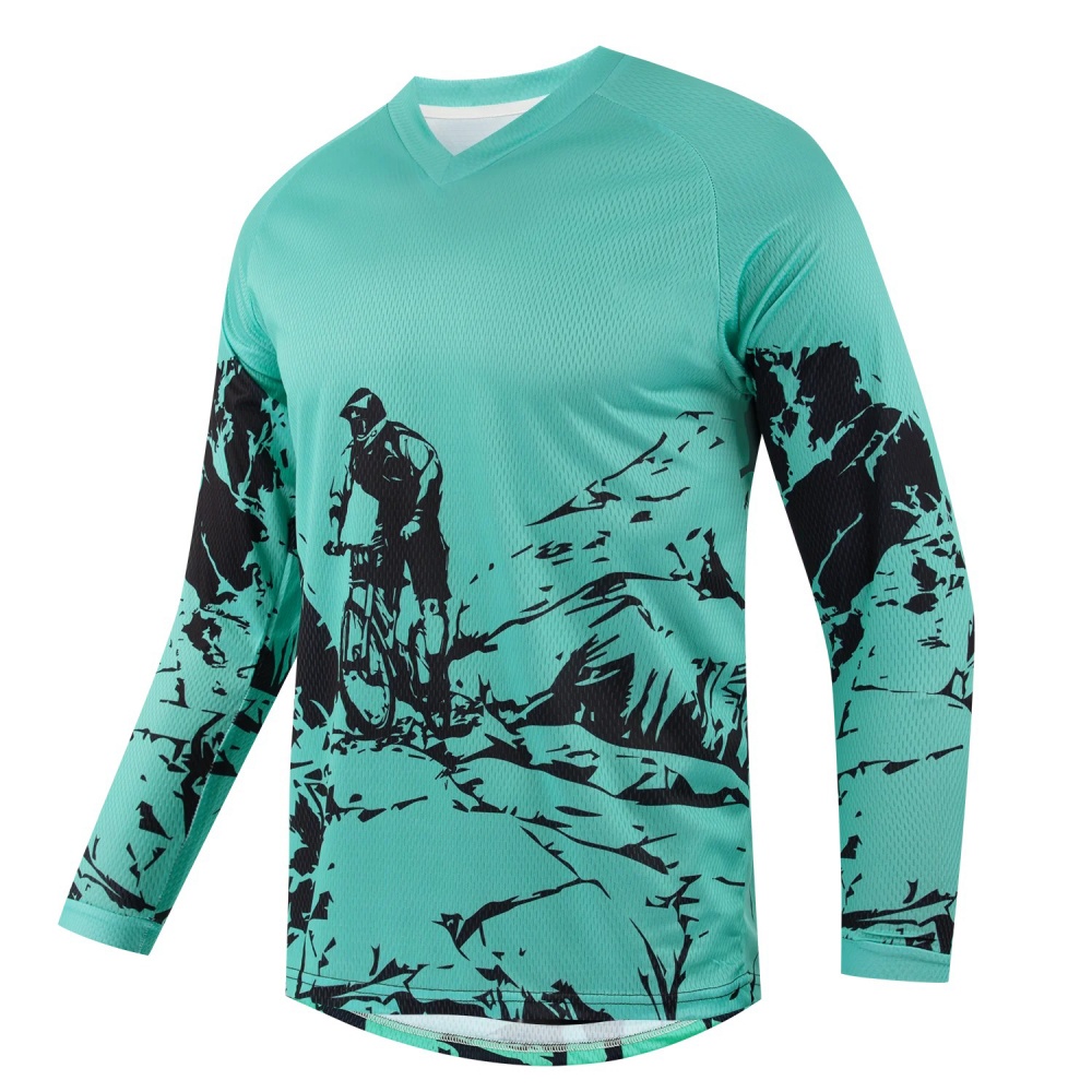 เสื้อยืดแขนยาวพิมพ์ลายจักรยานเ - Mountain Biking Shirts บทวิจารณ์และราคา