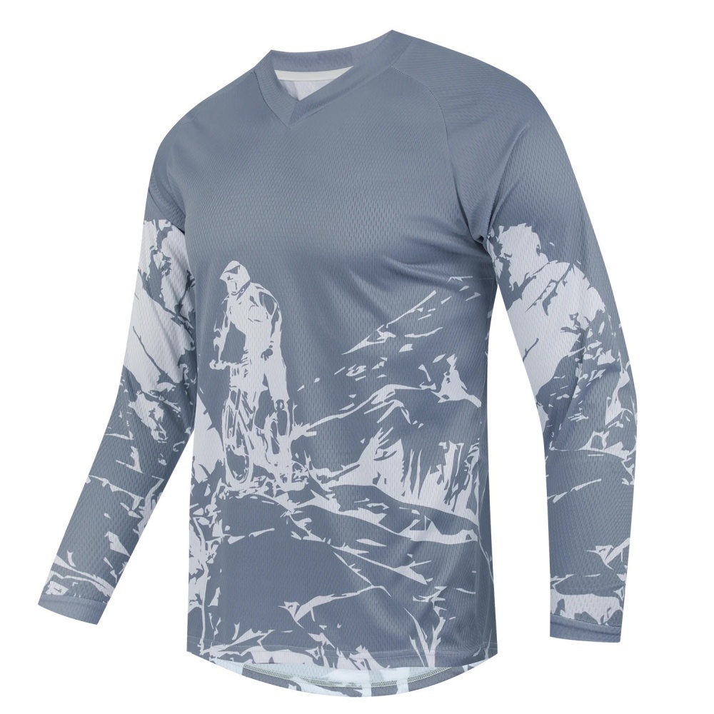 เสื้อยืดแขนยาวพิมพ์ลายจักรยานเ - Mountain Biking Shirts บทวิจารณ์และราคา